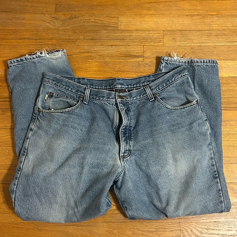 LL Bean Double L Classic Fit Flannel Lined Mens Denim Jeans Size 40 X 29 - Picture 3 of 6